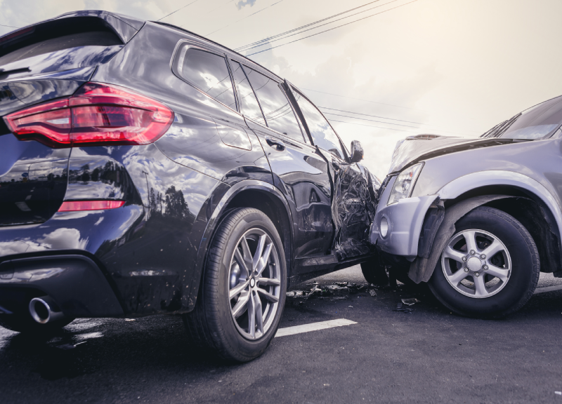 Car crash dangerous accident on the road.